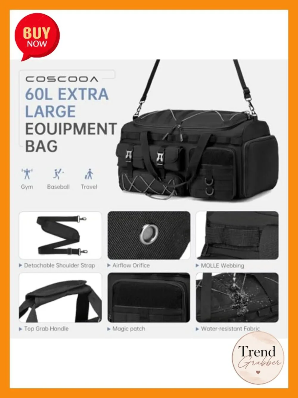 3-in-1 Tactical Gym Bag Carry On Luggage 22x14x9 Airline Approved